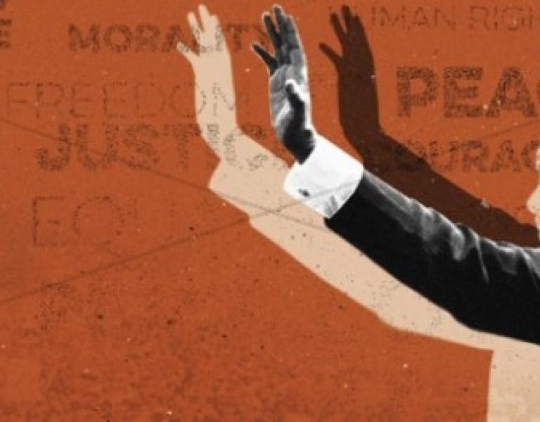 Red banner of Martin Luther King Jr.