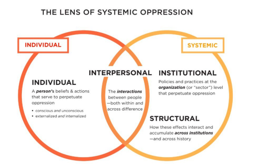 Venn diagram explaining systemic oppression